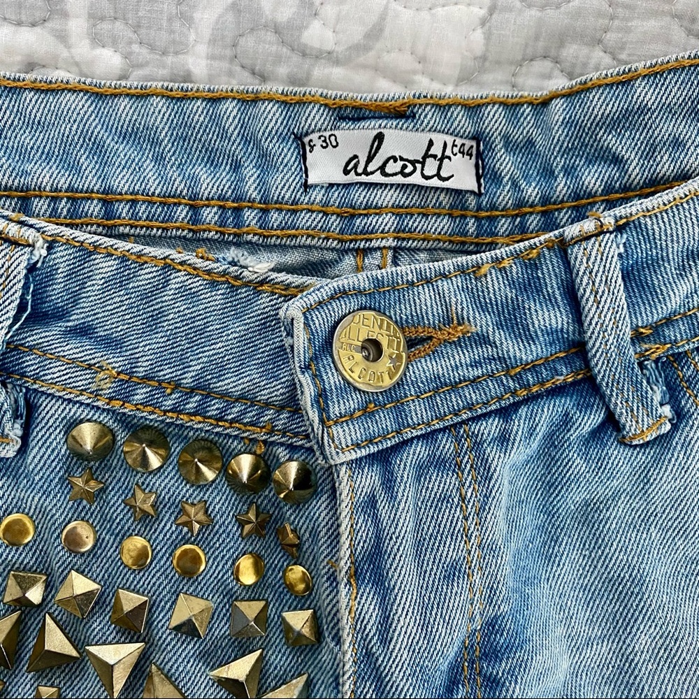 Alcott studded jean shorts